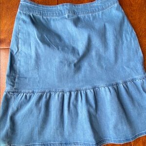 J. Crew Chambray Ruffle Hem Skirt